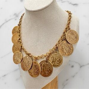 Vintage Gold Tone “Republique Francaise” Coin Necklace